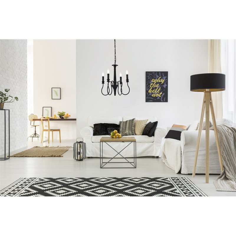 Living District Flynx 4-Light Mid-Century Metal Pendant in Black