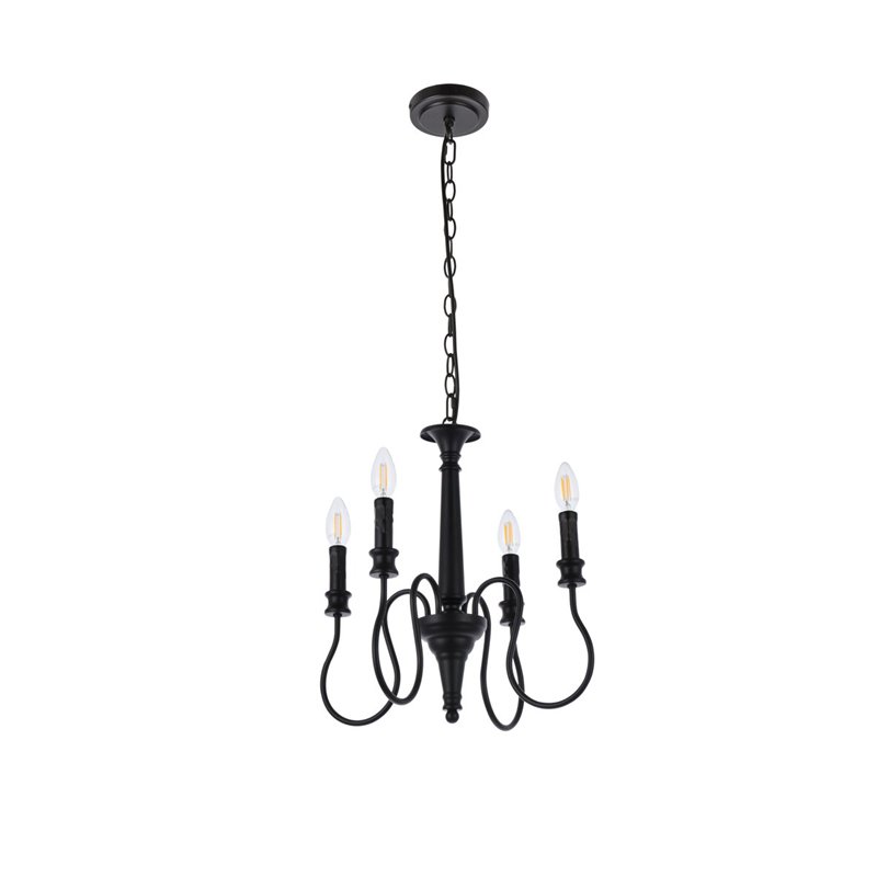 Living District Flynx 4-Light Mid-Century Metal Pendant in Black