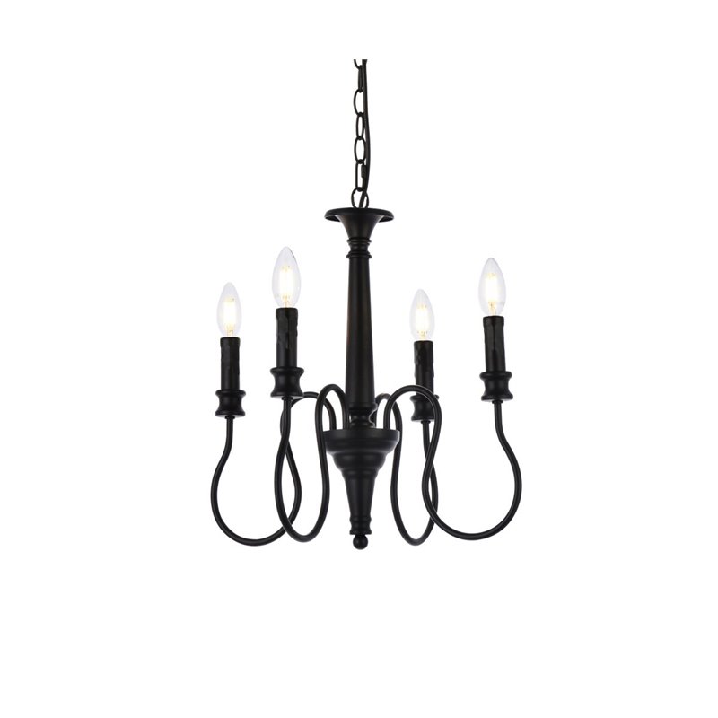 Living District Flynx 4-Light Mid-Century Metal Pendant in Black