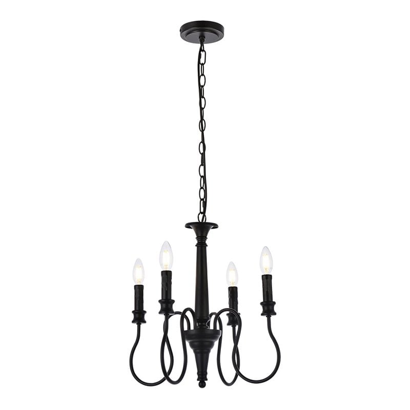 Living District Flynx 4-Light Mid-Century Metal Pendant in Black