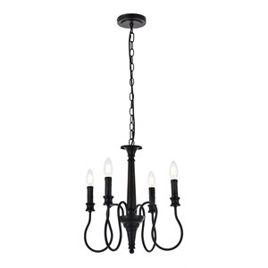 Living District Flynx 4-Light Mid-Century Metal Pendant in Black