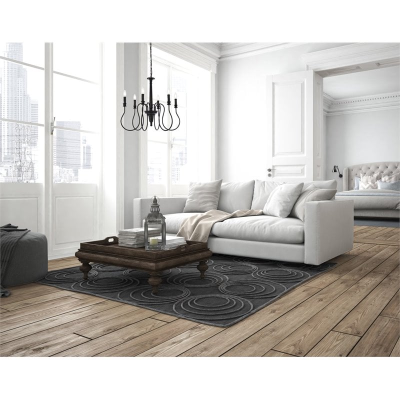 Living District Flynx 6-Light Mid-Century Metal Pendant in Black
