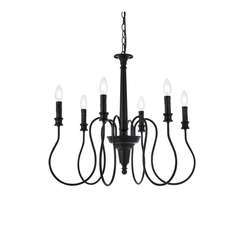 Living District Flynx 6-Light Mid-Century Metal Pendant in Black