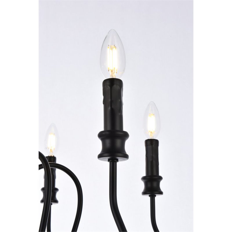 Living District Flynx 6-Light Mid-Century Metal Pendant in Black