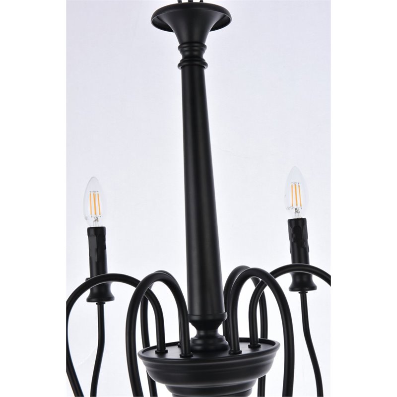 Living District Flynx 6-Light Mid-Century Metal Pendant in Black