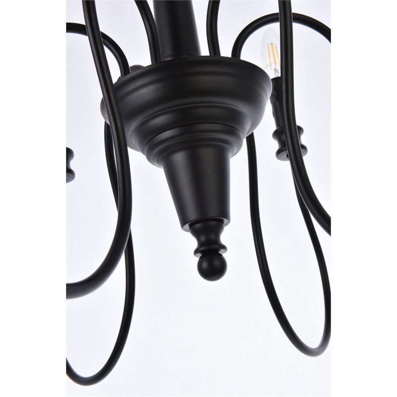 Living District Flynx 6-Light Mid-Century Metal Pendant in Black