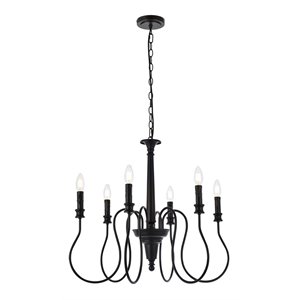 Living District Flynx 6-Light Mid-Century Metal Pendant in Black