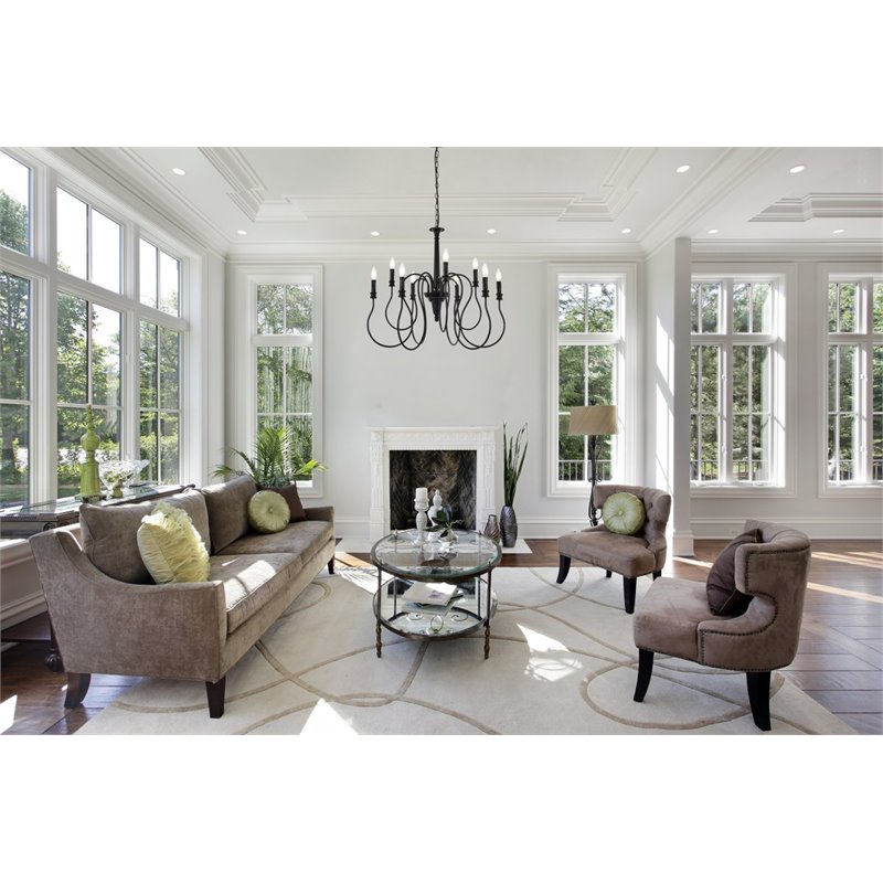 Living District Flynx 9-Light Mid-Century Metal Pendant in Black
