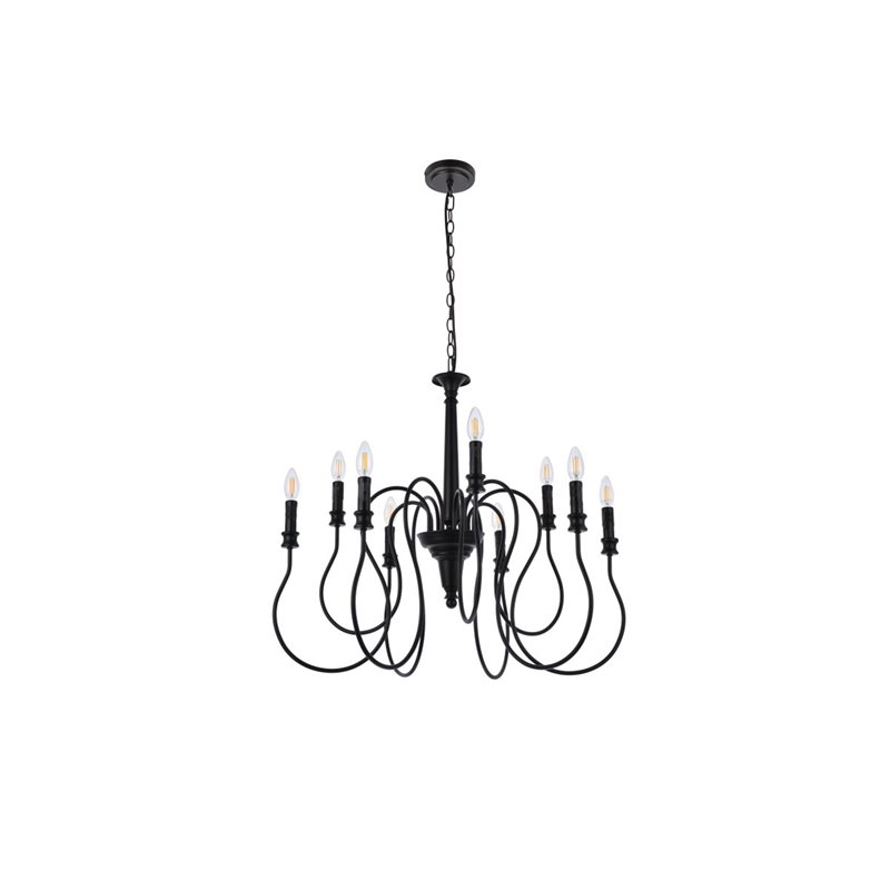 Living District Flynx 9-Light Mid-Century Metal Pendant in Black