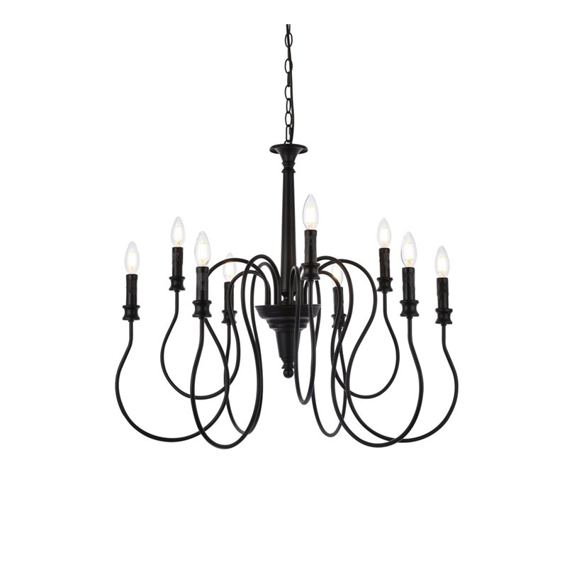 Living District Flynx 9-Light Mid-Century Metal Pendant in Black