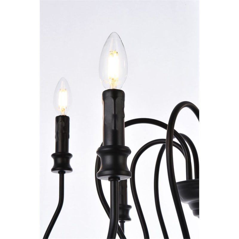 Living District Flynx 9-Light Mid-Century Metal Pendant in Black
