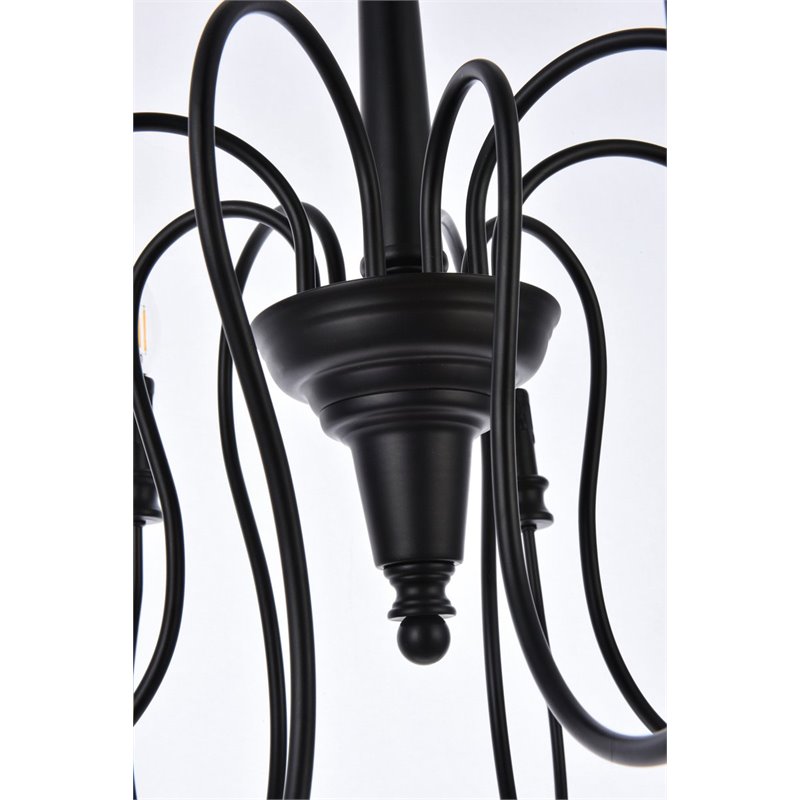 Living District Flynx 9-Light Mid-Century Metal Pendant in Black