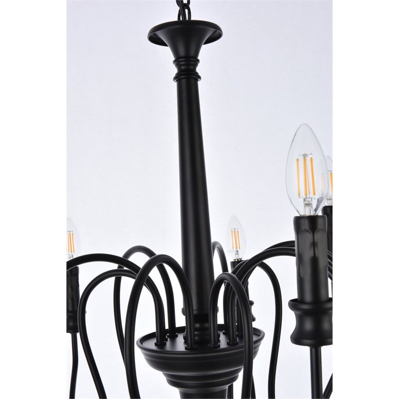 Living District Flynx 9-Light Mid-Century Metal Pendant in Black
