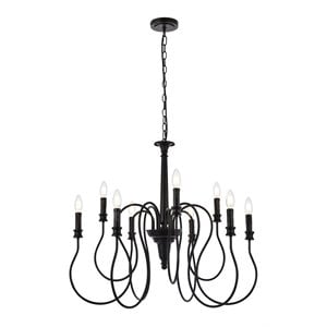 Living District Flynx 9-Light Mid-Century Metal Pendant in Black