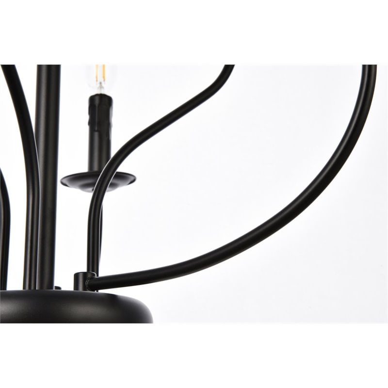 Living District Westley 6-Light Mid-Century Metal Pendant in Black Finish