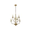 Living District Westley 6-Light Mid-Century Metal Pendant in Brass Finish