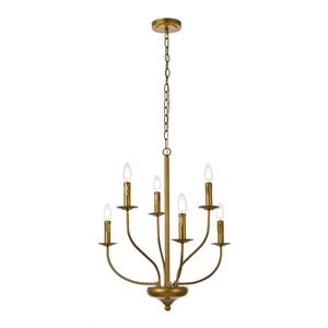 Living District Westley 6-Light Mid-Century Metal Pendant in Brass Finish