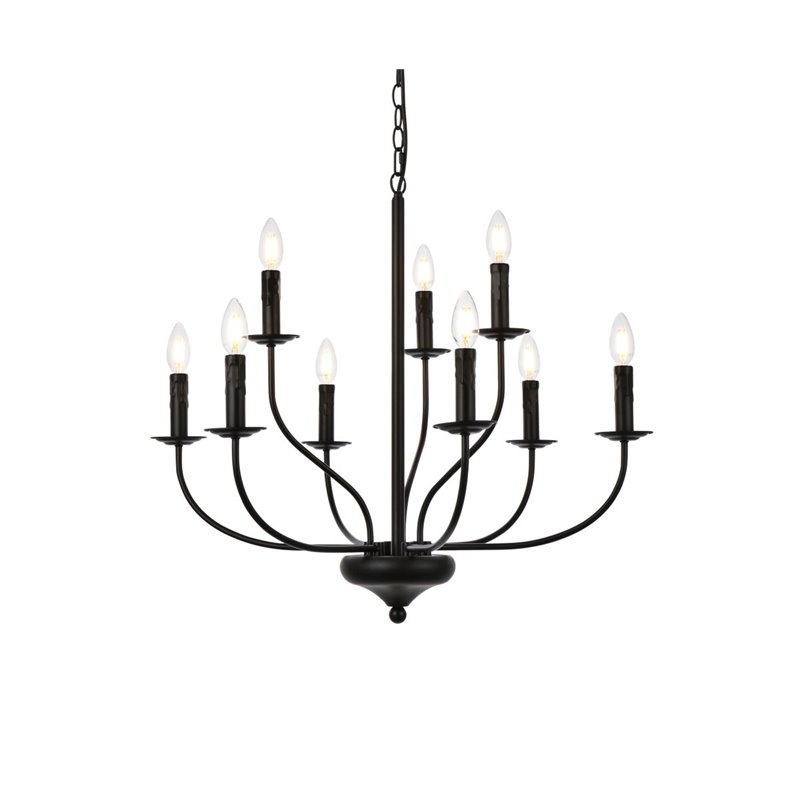 Living District Westley 9-Light Mid-Century Metal Pendant in Black