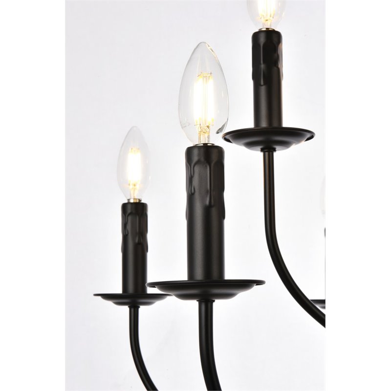 Living District Westley 9-Light Mid-Century Metal Pendant in Black