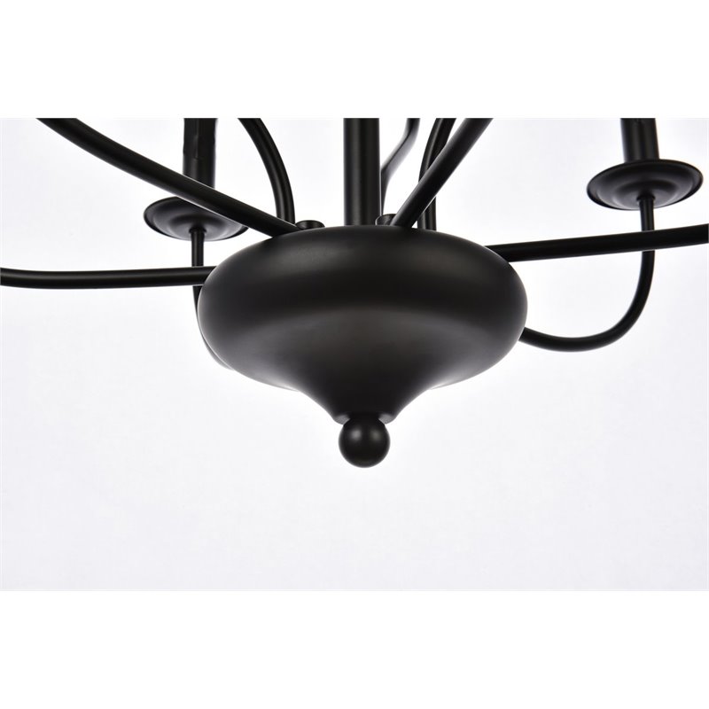 Living District Westley 9-Light Mid-Century Metal Pendant in Black