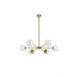 Living District Briggs 6-Light Mid-Century Metal Pendant in Brass/White