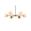 Living District Briggs 6-Light Mid-Century Metal Pendant in Brass/White