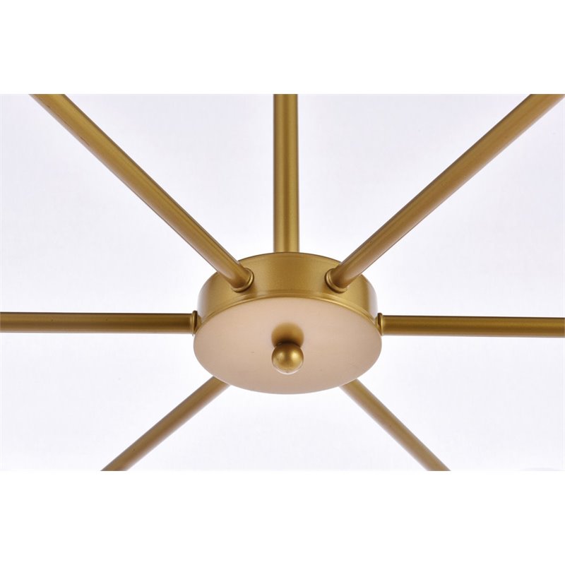 Living District Briggs 6-Light Mid-Century Metal Pendant in Brass/White