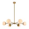 Living District Briggs 6-Light Mid-Century Metal Pendant in Brass/White