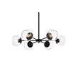 Living District Briggs 6-Light Mid-Century Metal Pendant in Black/Clear