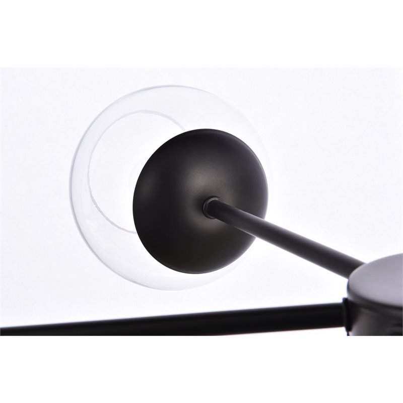 Living District Briggs 6-Light Mid-Century Metal Pendant in Black/Clear