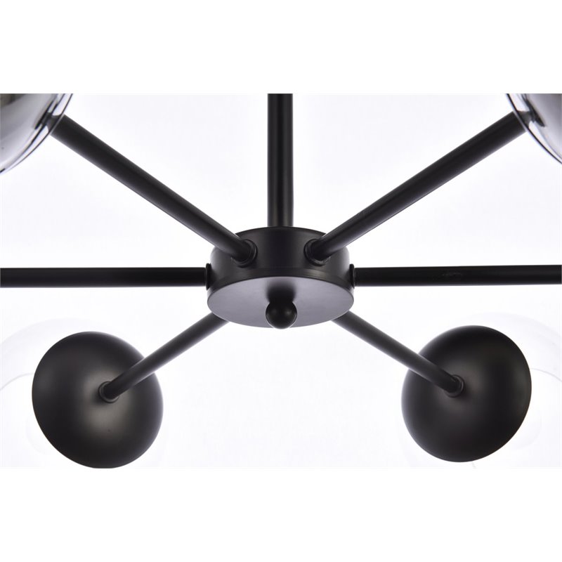 Living District Briggs 6-Light Mid-Century Metal Pendant in Black/Clear