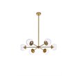 Living District Briggs 6-Light Mid-Century Metal Pendant in Brass/Clear