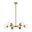 Living District Briggs 6-Light Mid-Century Metal Pendant in Brass/Clear