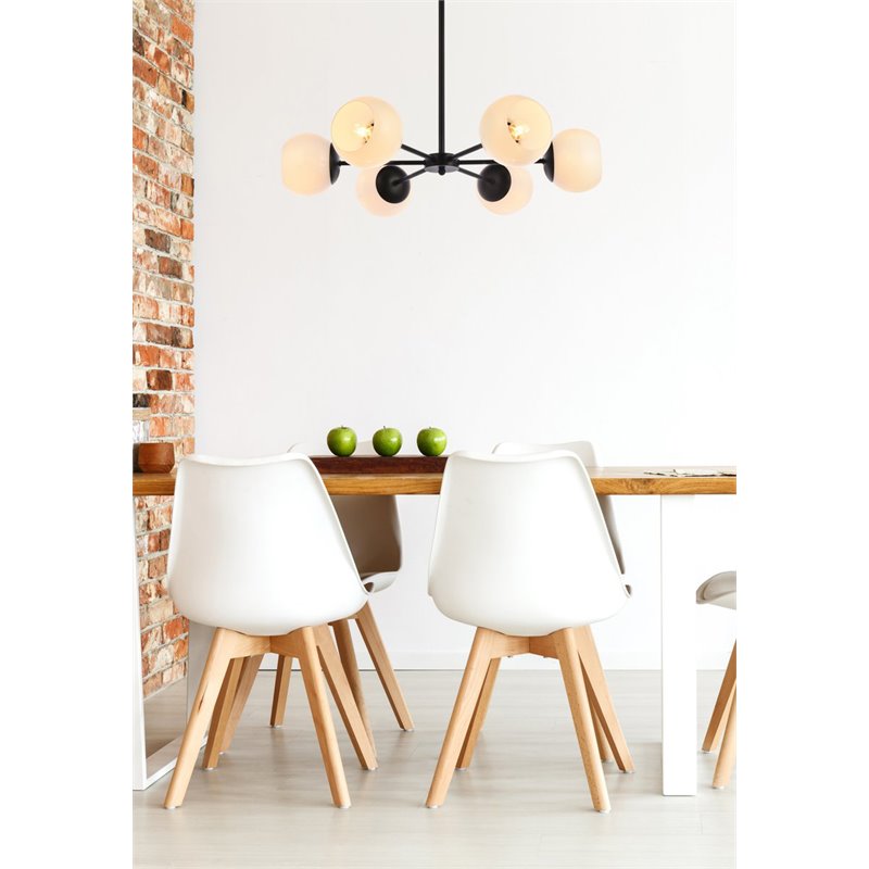 Living District Briggs 6-Light Mid-Century Metal Pendant in Black and White