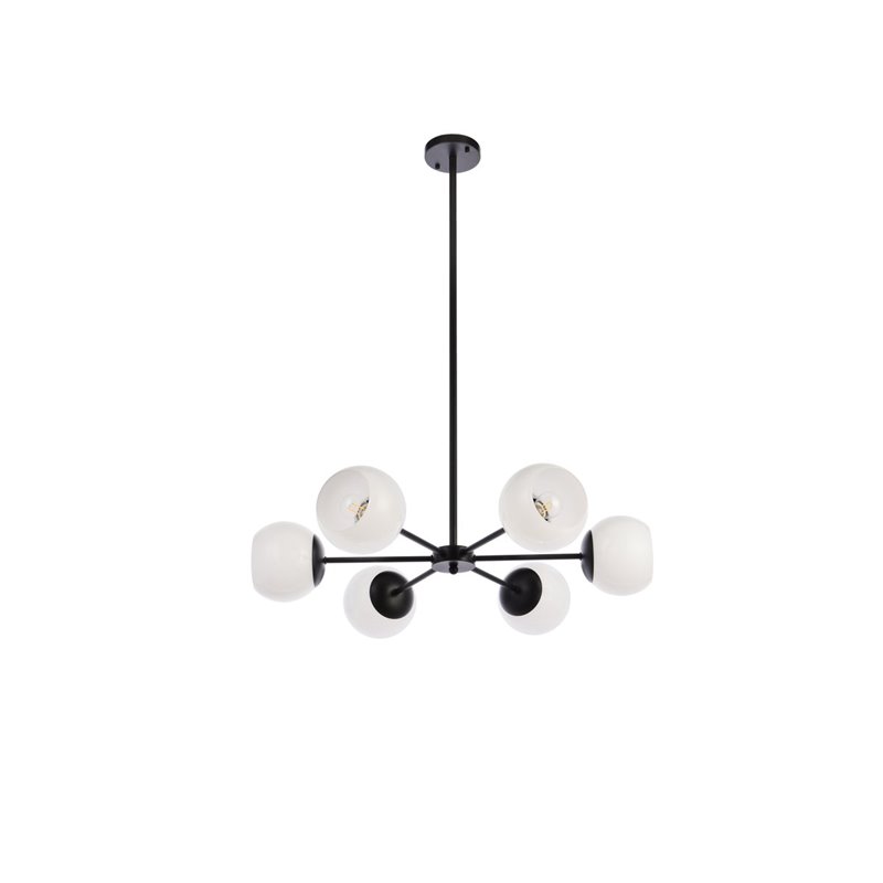 Living District Briggs 6-Light Mid-Century Metal Pendant in Black and White