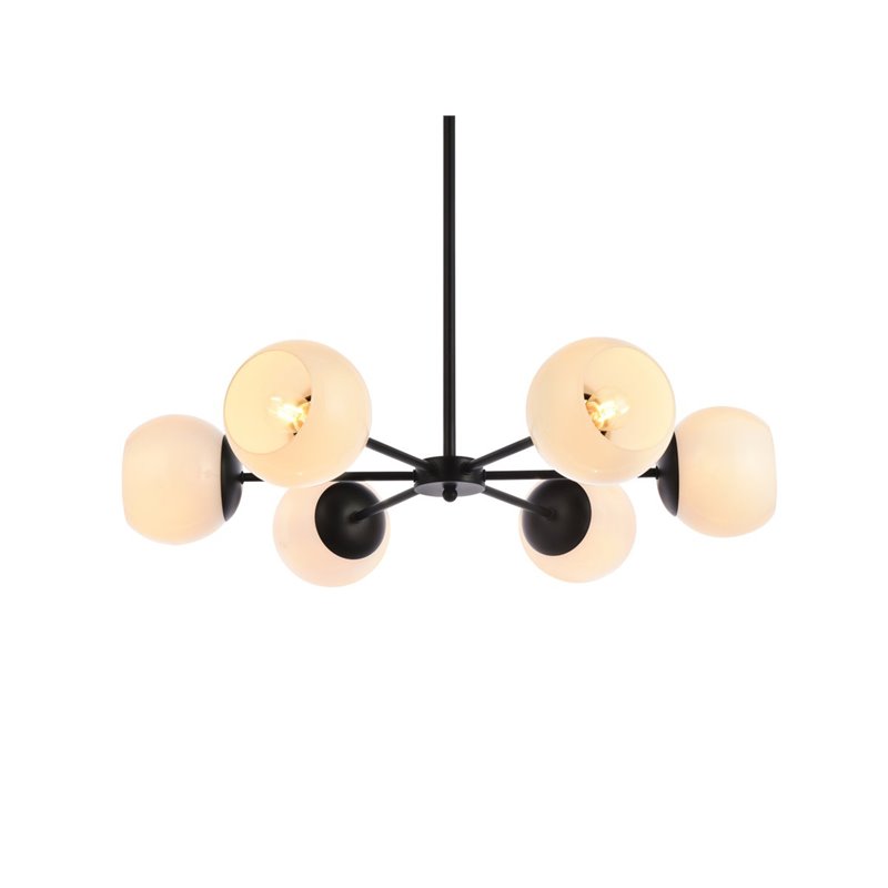 Living District Briggs 6-Light Mid-Century Metal Pendant in Black and White