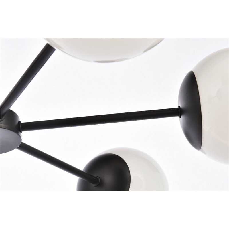 Living District Briggs 6-Light Mid-Century Metal Pendant in Black and White