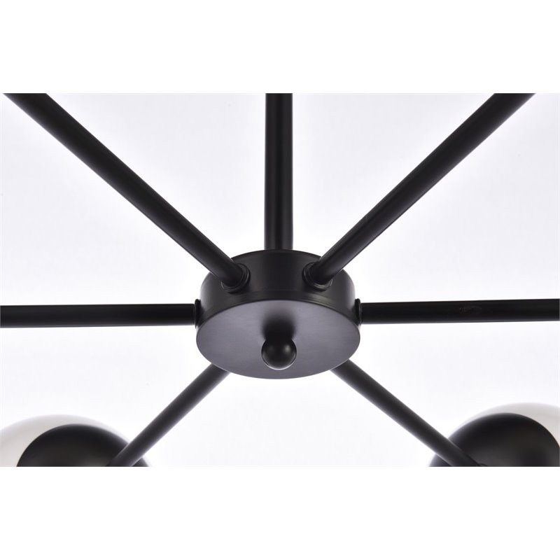 Living District Briggs 6-Light Mid-Century Metal Pendant in Black and White