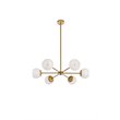 Living District Briggs 6-Light Mid-Century Metal Pendant in Brass and White