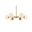 Living District Briggs 6-Light Mid-Century Metal Pendant in Brass and White
