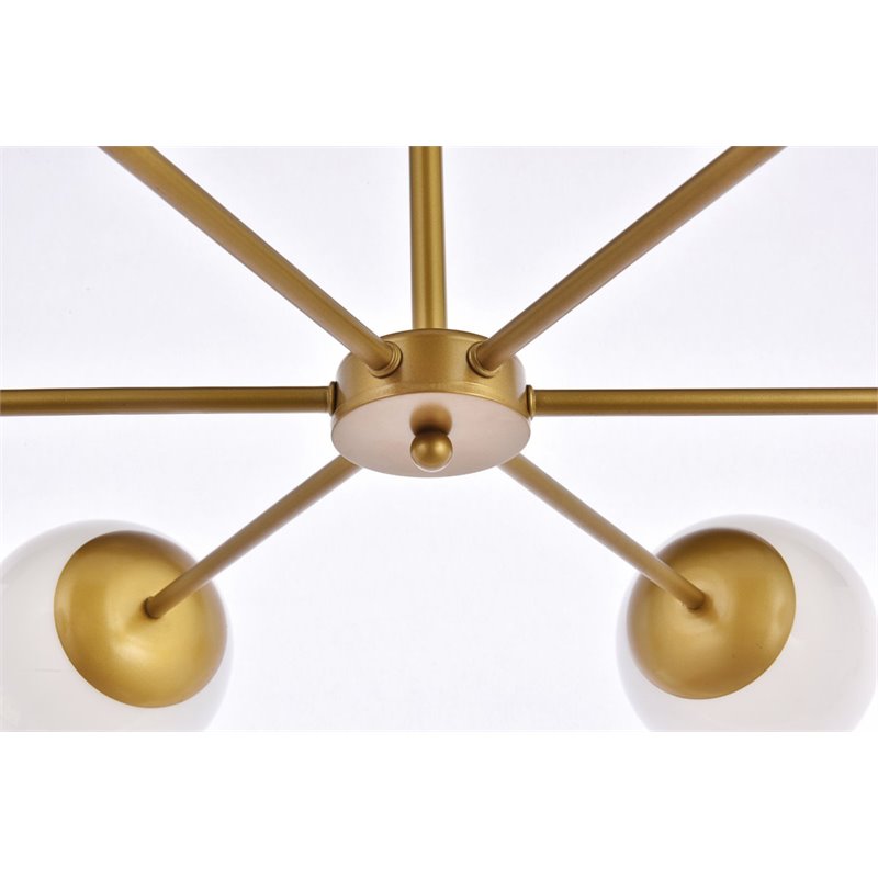 Living District Briggs 6-Light Mid-Century Metal Pendant in Brass and White