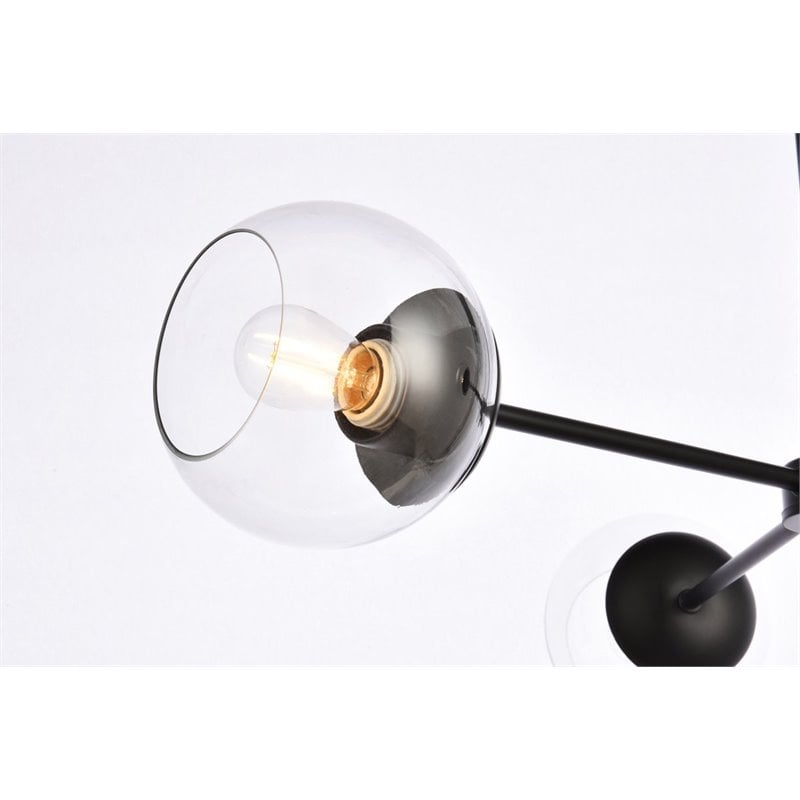 Living District Briggs 3-Light Mid-Century Metal Pendant in Black and Clear