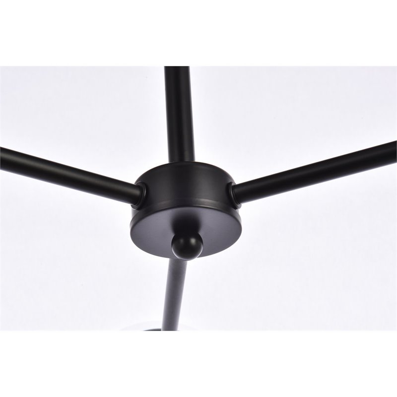 Living District Briggs 3-Light Mid-Century Metal Pendant in Black and Clear