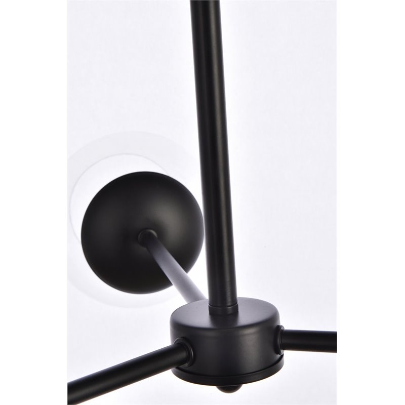 Living District Briggs 3-Light Mid-Century Metal Pendant in Black and Clear
