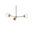 Living District Briggs 3-Light Mid-Century Metal Pendant in Brass and Clear