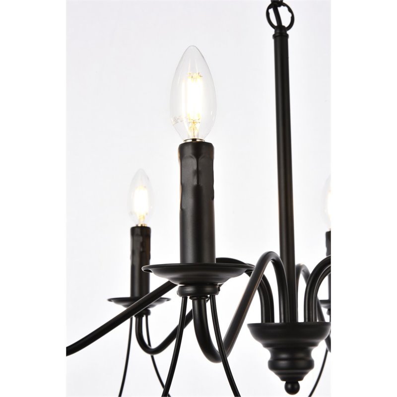 Living District Westley 6-Light Mid-Century Metal Pendant in Black