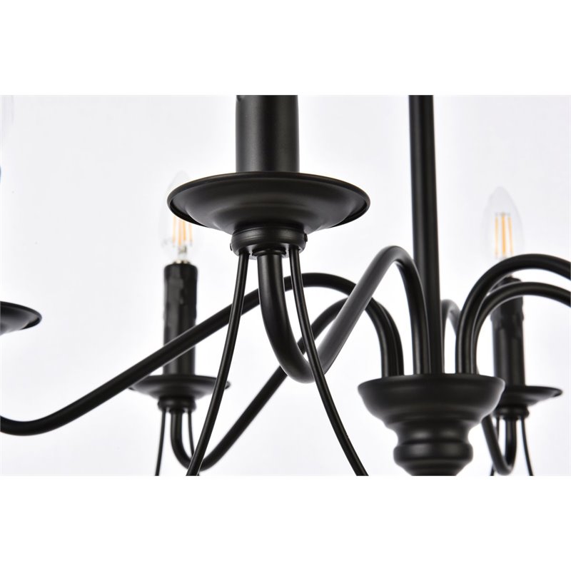 Living District Westley 6-Light Mid-Century Metal Pendant in Black
