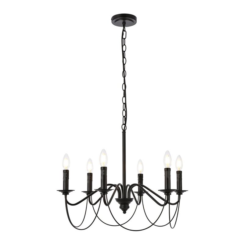 Living District Westley 6-Light Mid-Century Metal Pendant in Black