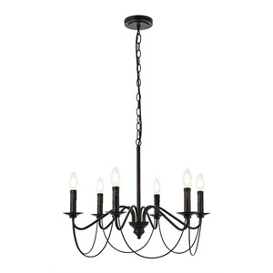 Living District Westley 6-Light Mid-Century Metal Pendant in Black