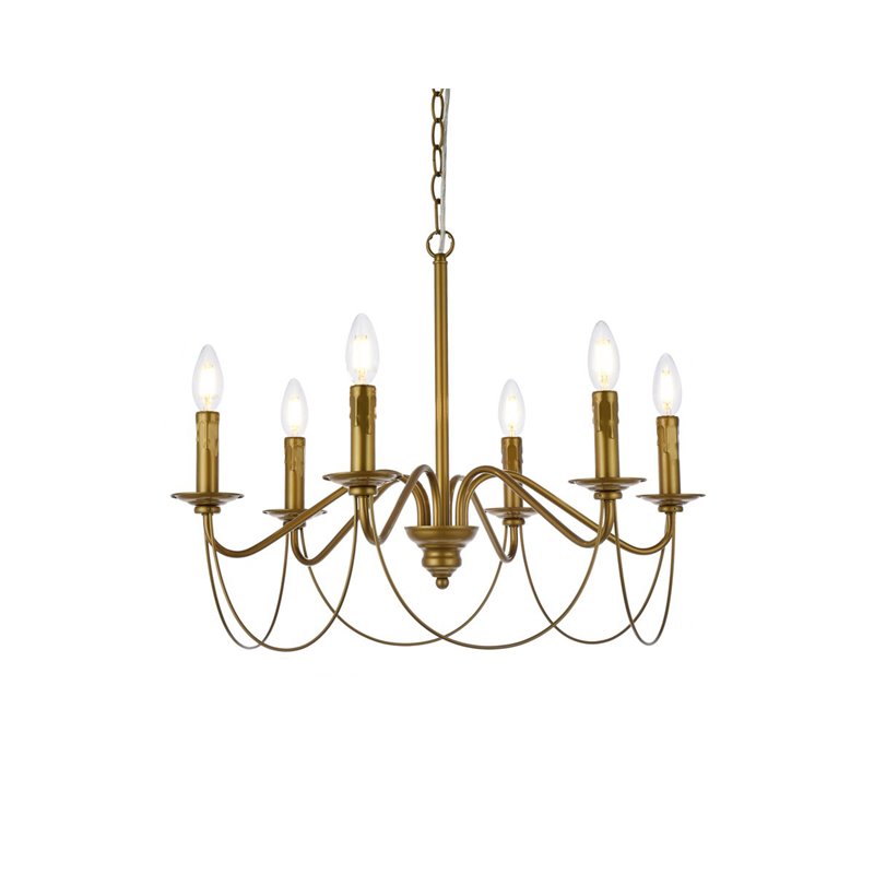 Living District Westley 6-Light Mid-Century Metal Pendant in Brass